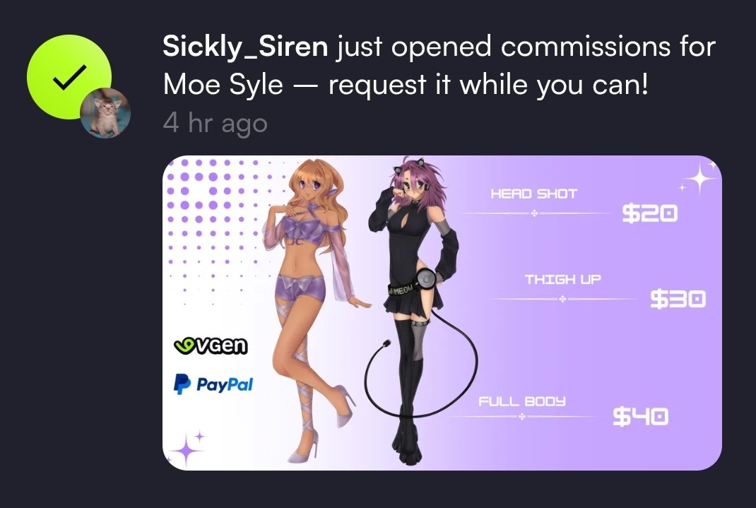 I love getting a Ko jumpscare in my vgen notifs whenever Siren opens moe slots 💜
