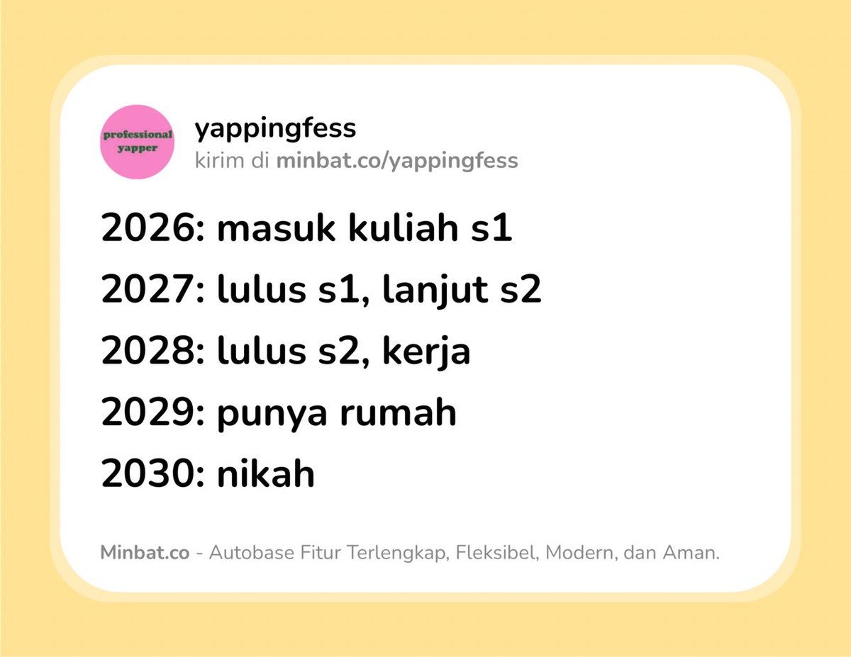 yappingfess's tweet image. sender punya planning beberapa tahun kedepan, kira kira ada yang kurang gk yap!