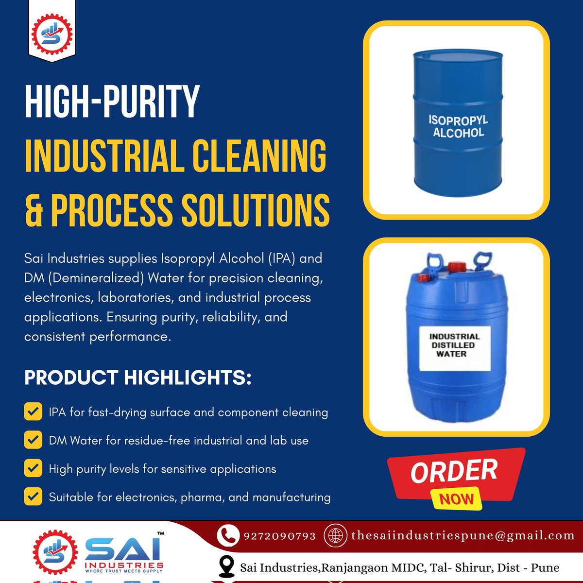 Sai__Industries's tweet photo. Maintain contamination-free processes with high-quality IPA and DM Water from Sai Industries. Essential solutions for controlled and industrial environments.
#SaiIndustries #IndustrialChemicals #ProcessSolutions https://t.co/h6YAO8NVpI