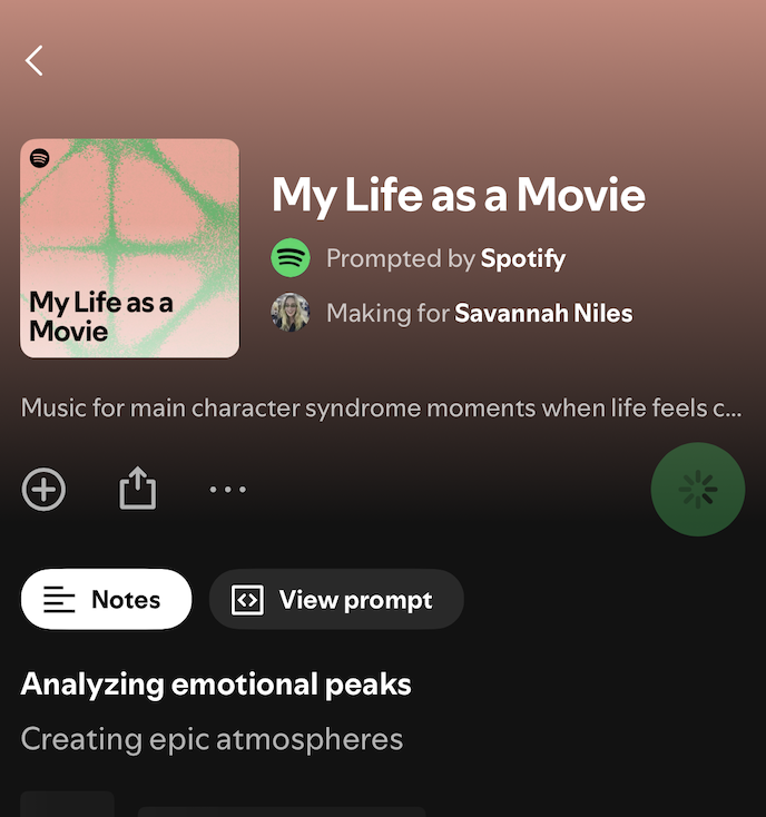 just tried out spotify's prompt-a-playlist feature and fascinated by the <> symbol to reveal prompts. 

the work it's doing here is to signal: this is the underlying instruction, a hidden layer you can peek into. code is the metaphor for 'system truth’.

it’s like we’ve come full
