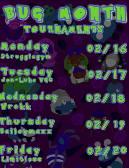 Coming up NEXT WEEK is a whole series of Ladder Tours!

All tours will be BUGS ONLY Reg H+ (all bugs and slitherwing)

Monday: twitch.tv/strugglegym

Tuesday: youtube.com/watch?v=MOrapG…

Wednesday: twitch.tv/wrokk

Thursday: twitch.tv/baileymaxx