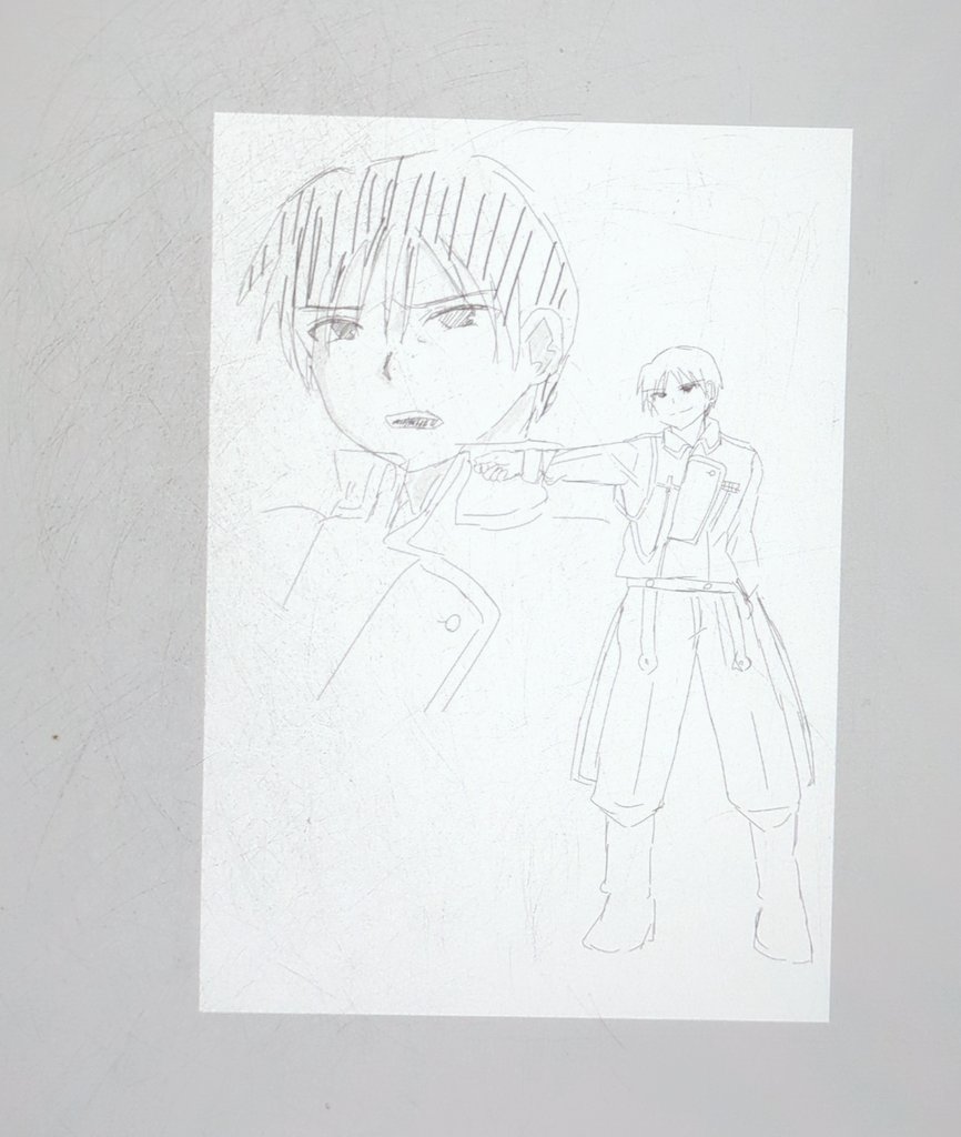 そろそろ　気合の入れた　ひでおを一枚書いてみよ…無理だったらそこまで…軽くサクッといって
無事にラフの時点で楽しい…
背景はまださみしい感じ…
清書はどう生まれかわるのかな…
お絵描きは永遠に未知と気分次第。
完成を祈る…。