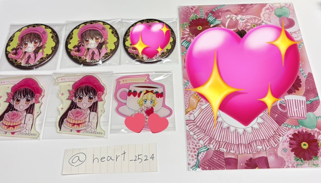 交換】 りぼんカフェ 缶バッジ キラキラカンバッジ アクリルステッカー