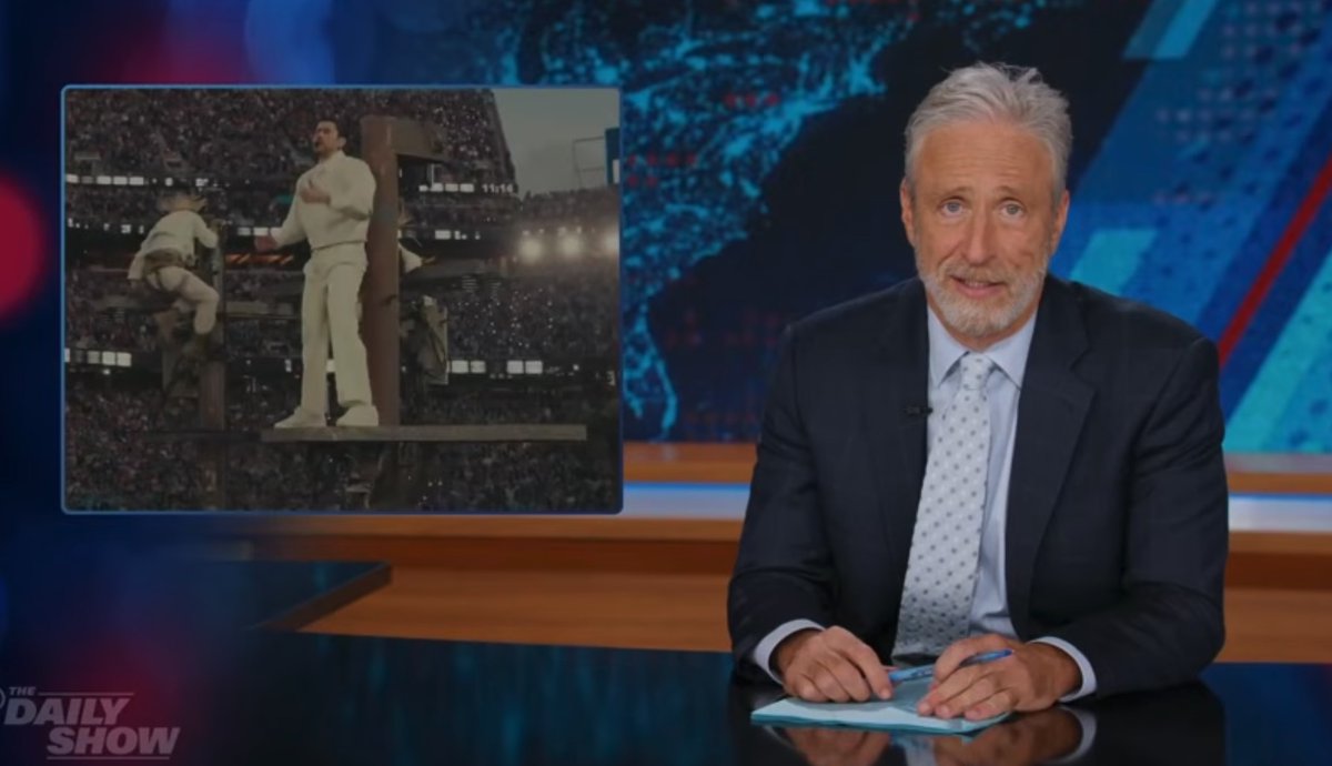 On this week’s episode of “The Daily Show,” Jon Stewart covered the conservative outrage over Bad Bunny’s Super Bowl Halftime Show:

“Why the f*ck is it the Super Bowl Halftime entertainer's job to unify the country? Isn't there another person whose job description is more along