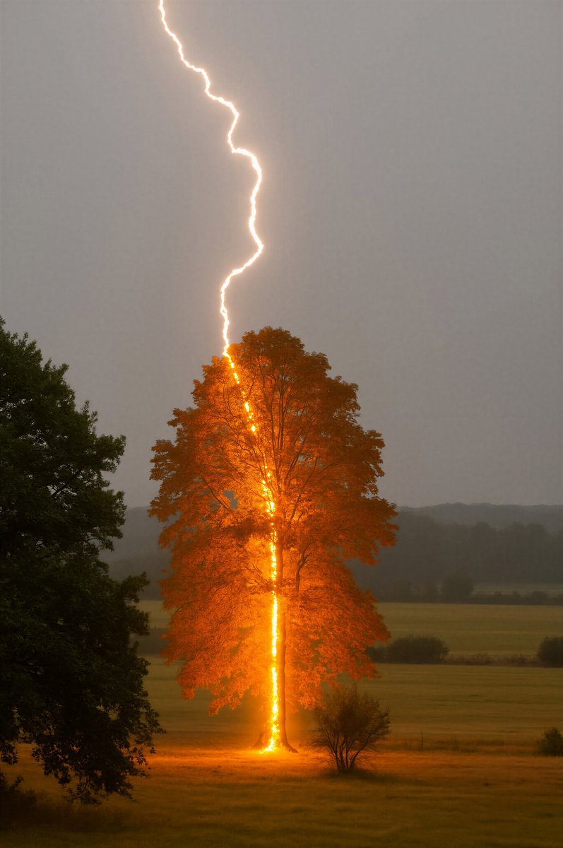 A woman in West Virginia snapped a one-in-a-million shot of a tree being struck by lightning. Photographed by Donnie Dania.
x.com/i/status/20078…