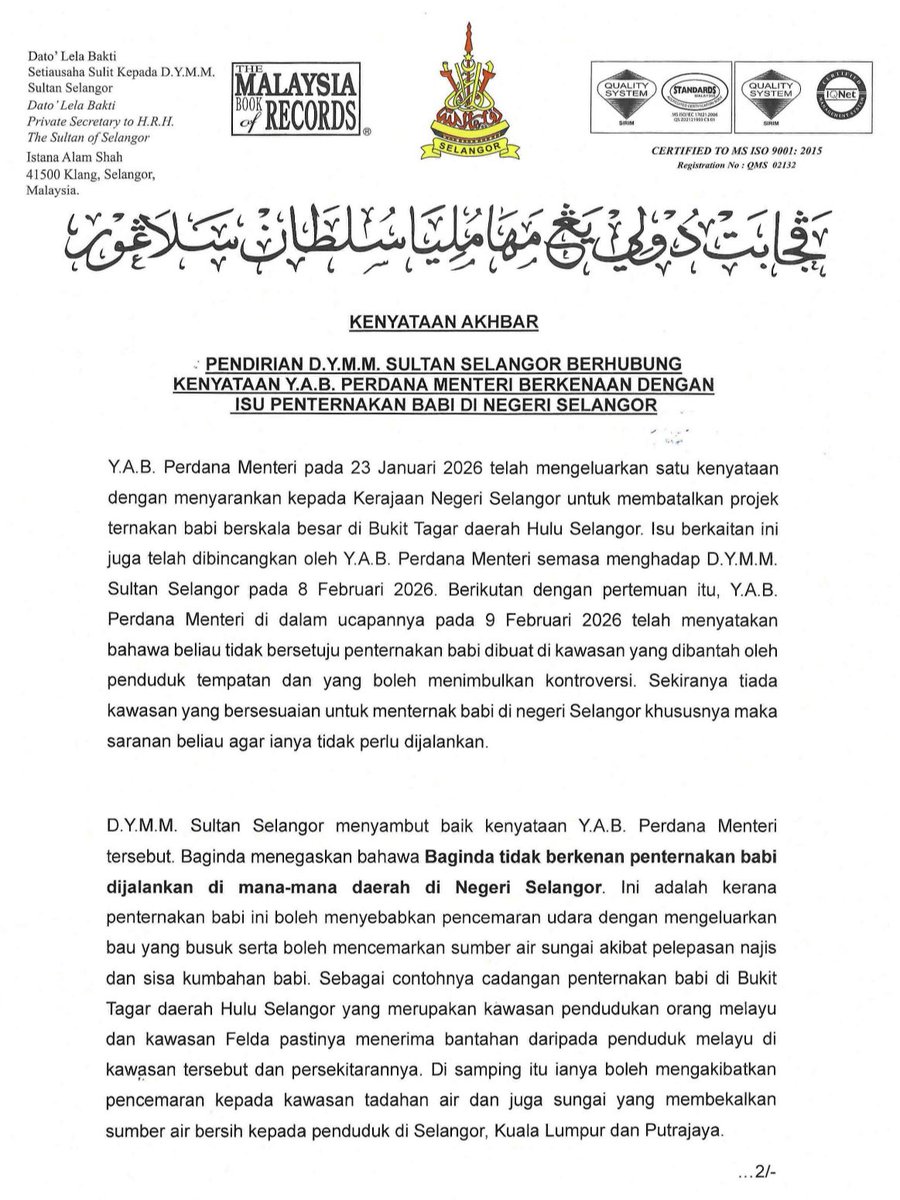 Selangor Royal Office tweet media