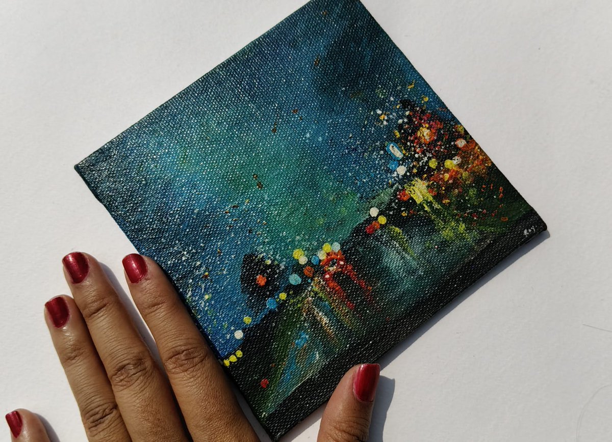 When the Night Breathes 🌌✨🎨🌃💫🖌️🌙🟢🔵🟡🔴
An abstract nightscape where colors drift like thoughts, lights pulse like memories, and darkness holds its own kind of beauty.
#WhenTheNightBreathes #AbstractExpression #NightArt #ArtVibes #VisualPoetry #AcrylicPainting #ArtMood