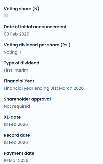 ON ALLY HOLDINGS PLC

CASH DIVIDEND