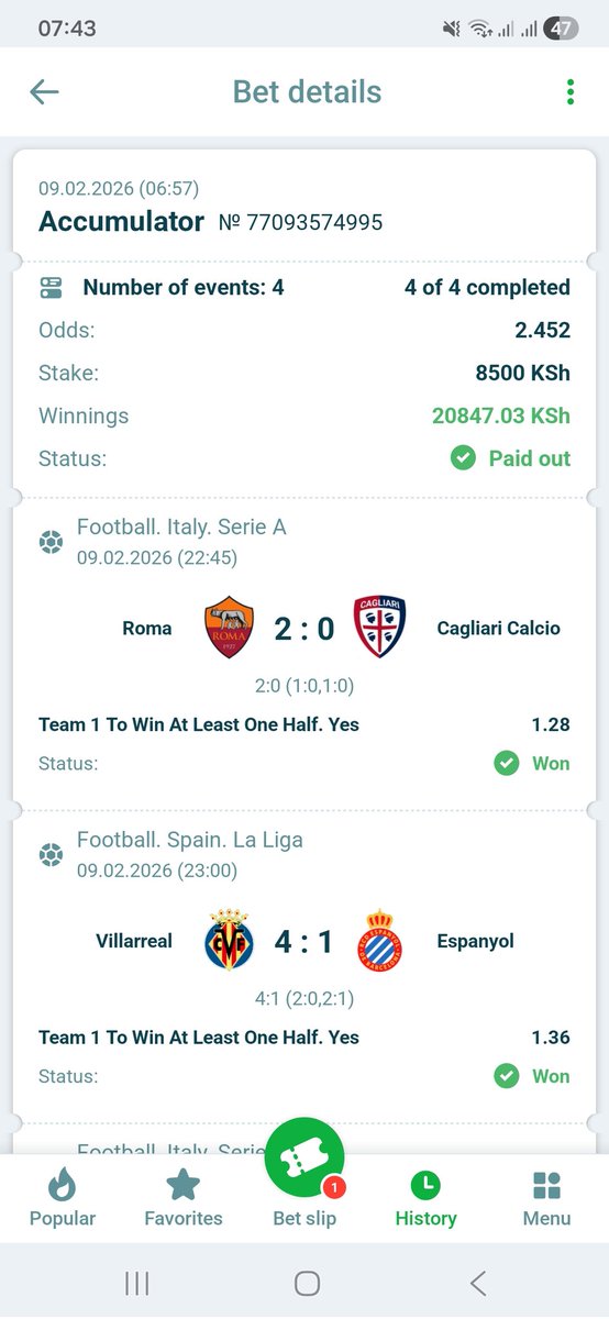 BOOOOOOOOOOM🥳🥳🥳
2 ODDS ROLLOVER WON ✅
DON'T MISS TODAY'S ROLLOVER ON 22BET
Register 👉tinyurl.com/Wan254
Promocode 👉WAN254

Join Telegram channel for more winnings 👉t.me/+2cwTrSz9UCphY…

TODAY'S Rollover code on 22bet 👉5FYFB