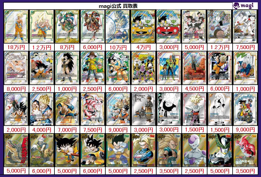 ✨DBFW買取情報✨】 マンガブースター01.02 パラレル買取表更新いたし