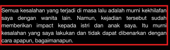 “Kekhilafan saya dengan wanita lain”

dia ngomong gt seolah korban2 itu selingkuhan dia. mention them as they are, YOUR VICTIMS