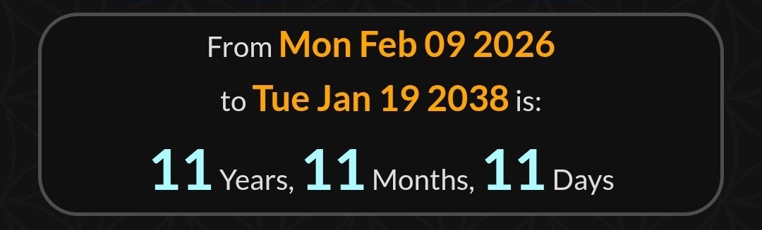 Today Is 11y11m11d Until The Unix 2038 Problem...