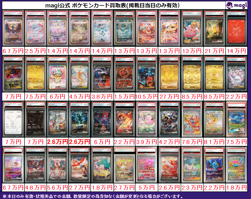 ✨magi ポケカ 買取情報✨】 ポケカexのPSA10🔥 買取表更新いたしまし
