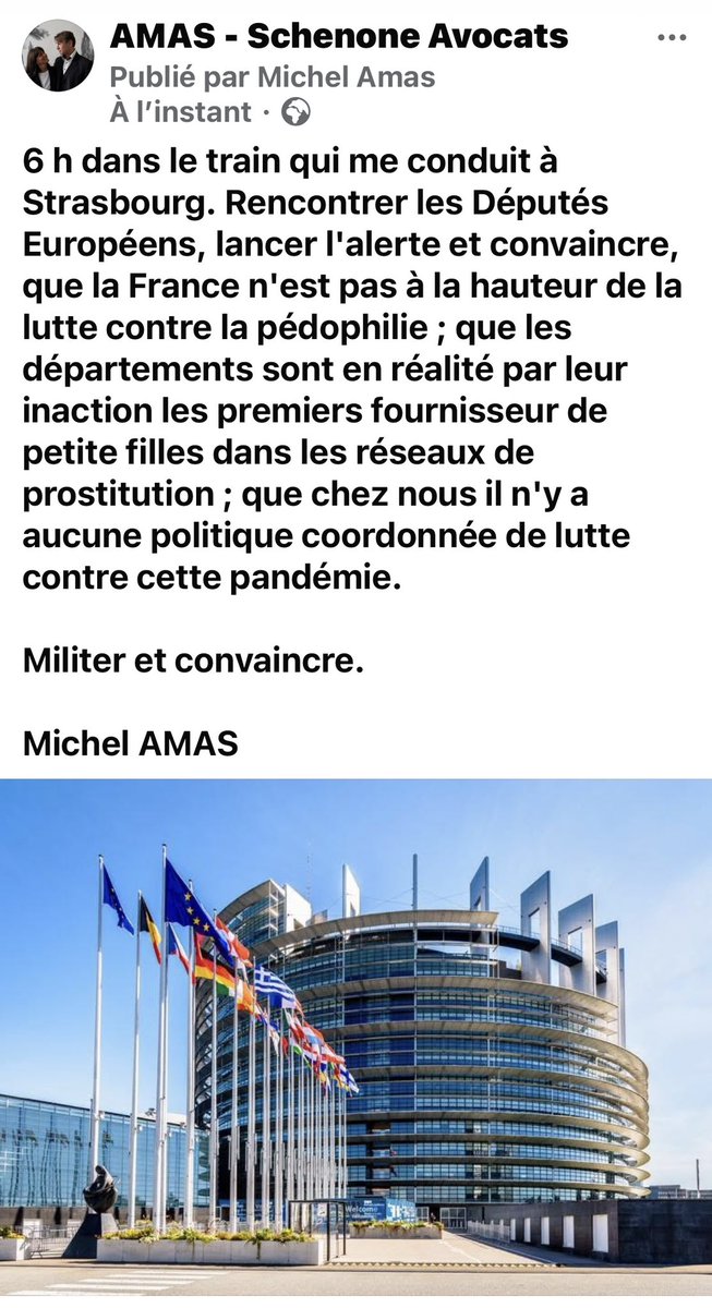 michel_amas's tweet photo. 6 h dans le train qui me conduit à Strasbourg. Rencontrer les Députés Européens, lancer l'alerte et convaincre, que la France n'est pas à la hauteur de la lutte contre la pédophilie.
Militer et convaincre.
Michel AMAS https://t.co/6mZZR4Osnu