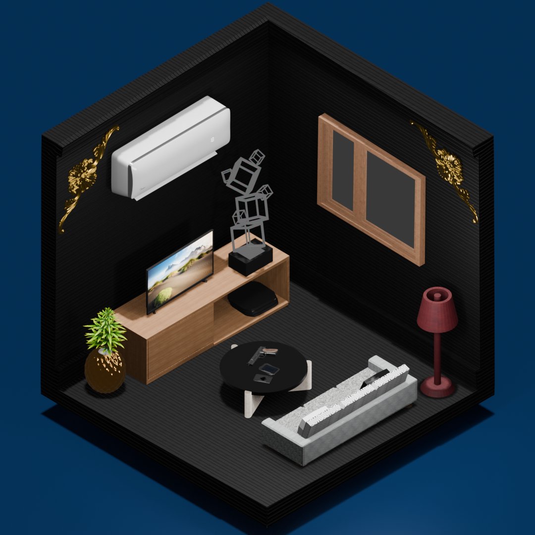 rsshrrsy's tweet image. My first isometric room 
#blender #3db