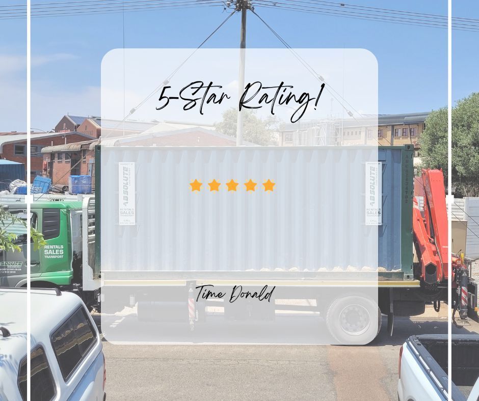 AbsoluteContai1's tweet photo. Thank you, Time Donald, for the 5‑star Google rating! ⭐

We appreciate your support and are glad to have you as a valued customer. 🙌

https://t.co/BxV1rJ0Wxf
📞 012 940 0090 | ✉️ sales@absolutecontainers.co.za

#AbsoluteContainers https://t.co/T1FEKj5IjB