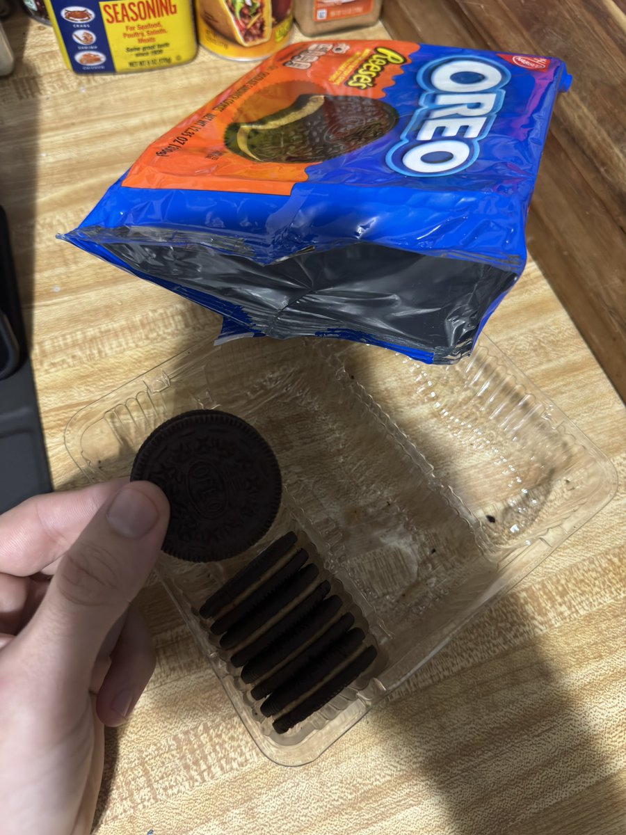 These were sold out for months!
I finally found them in stock again, I grabbed only one, as to not be greedy, and I kinda ate them all😰 please make more <a href="/Oreo/">OREO Cookie</a> &amp; <a href="/reeses/">REESE'S</a> I waited my whole life for this collab… I need more, forever… and now my local <a href="/Walmart/">Walmart</a> is sold out again😭