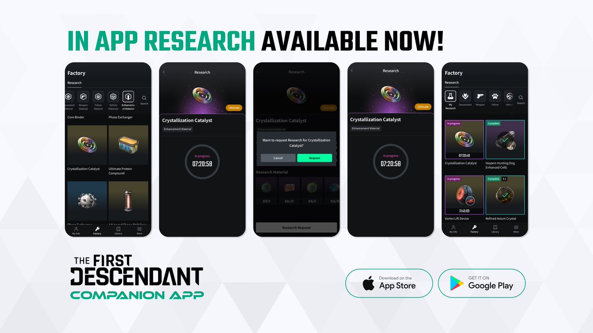 📢 [Reminder] Companion App Research is Live!
Running low on Catalysts?
Research Crystallization Catalysts daily - anytime, anywhere… even from bed. 🤩

Click for details: tfd.nexon.com/en/news/3370012