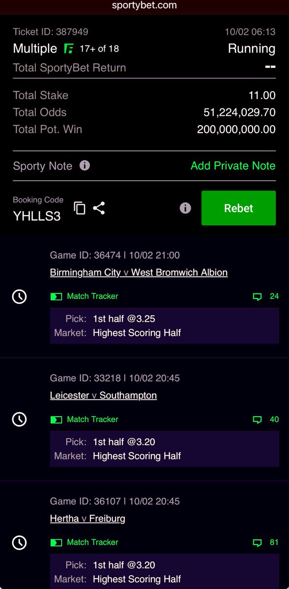 🧳200M🧍🏽

YHLLS3

REPOST &amp; DROP SPORTYBET ID✅

Edit: t.me/nelsonriskpicks