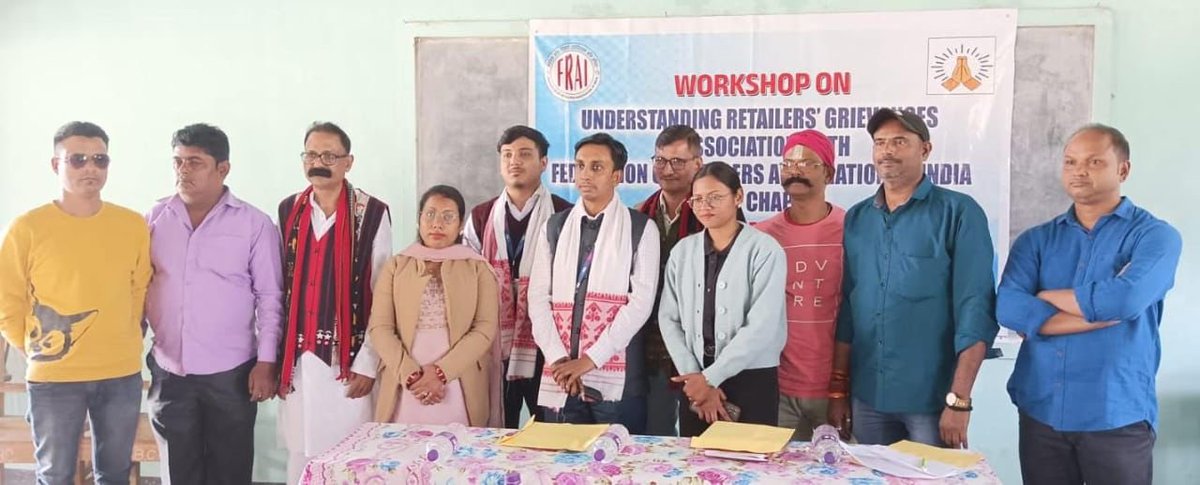 FRAIIndia's tweet photo. The North East Small Traders Business Association.

A FRAI affiliated body of micro , small, medium scale retailers representing North Eastern states, Assam chapter  organised a "Workshop On Understanding Retailers' Grievances" on 6th February 2026 at Pacharia, Kamrup, Assam.
More than 50 retailers attended the Workshop.

Mr Sanjay Kumar, Chief Manager, State Bank of India, Dadara Branch and Mr Dipjyoti Hazarika, Deputy Manager, State Bank of India, Dadara Branch addressed the grievances faced by retailers specifically in terms of opening an account, online transactions, seeking loan from banks and various other issues related to documentation. 

Mr Dipjyoti Hazarika, Deputy Manager, State Bank of India took a session on technical aspects which retailers majorly face, i.e, the frequent technical failure of POS machine leading to loss of sales and delay in crediting digital payment.

It was an interactive session. Doubts of retailers were clarified.

#FRAI #FRAIforretailers