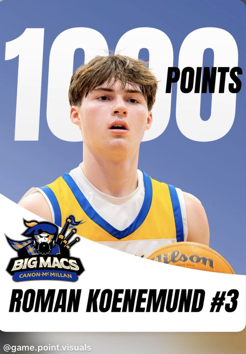 cmboysbball's tweet photo. 🚨1,000 POINTS🚨 What way to end Roman’s high school career. Roman scored 23 points last night to finish with 1,006 total varsity points. Congrats @romankoenemund1 https://t.co/i1WCLrqtOO