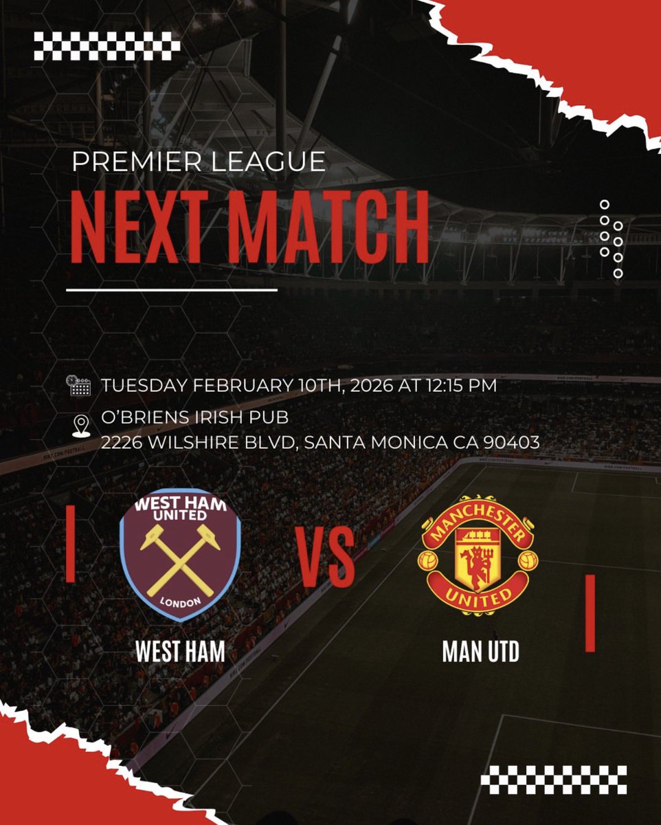 🗣️ 🎶CARRICK IS AT THE WHEEL!🎶
See you all tomorrow for lunch at <a href="/ObriensIrishPub/">O'Brien's Irish Pub</a> and let’s hope the lads make it 5 in a row!!! Doors open at 11:30 am! ❤️🤍🖤 #MUFC #ManchesterUnited #LosAngelesRedArmy #LARedArmy