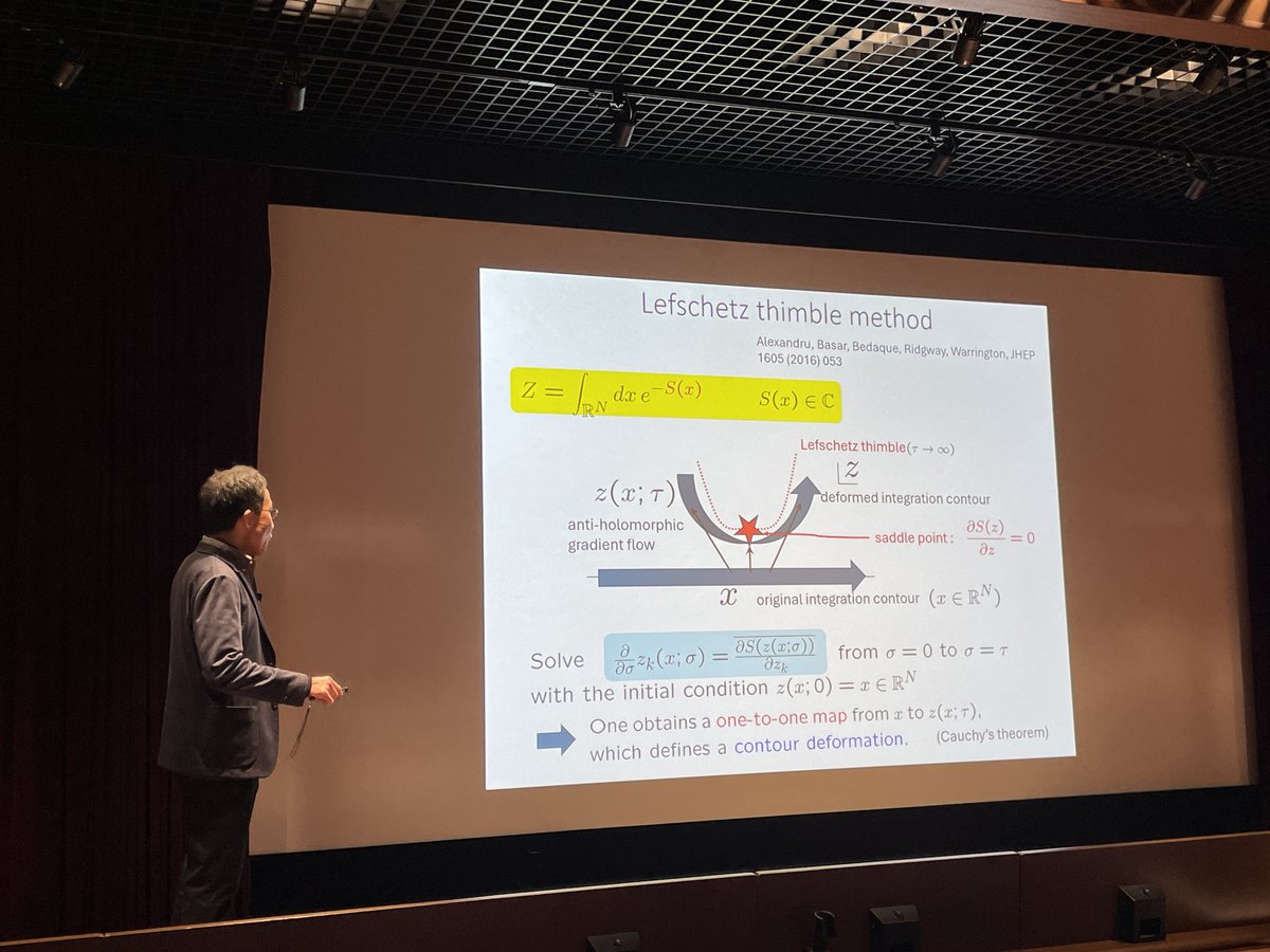 rothkopfAK's tweet photo. Afternoon session of the "Topology in Lattice Systems 2026" workshop at @UTokyo_News starts with Jun Nishimura (@kek_jp) who presents his work on the #signproblem & topological freezing deploying the #complexLangevin method & Lefshetz thimbles. https://t.co/JS9dXcbzkD