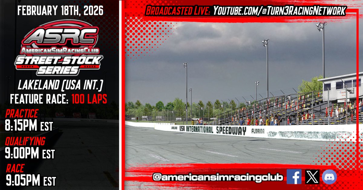 ASRC_PR's tweet photo. American Sim Racing Club Street Stock Series Race Day Preview https://t.co/b4PR0vXHlC