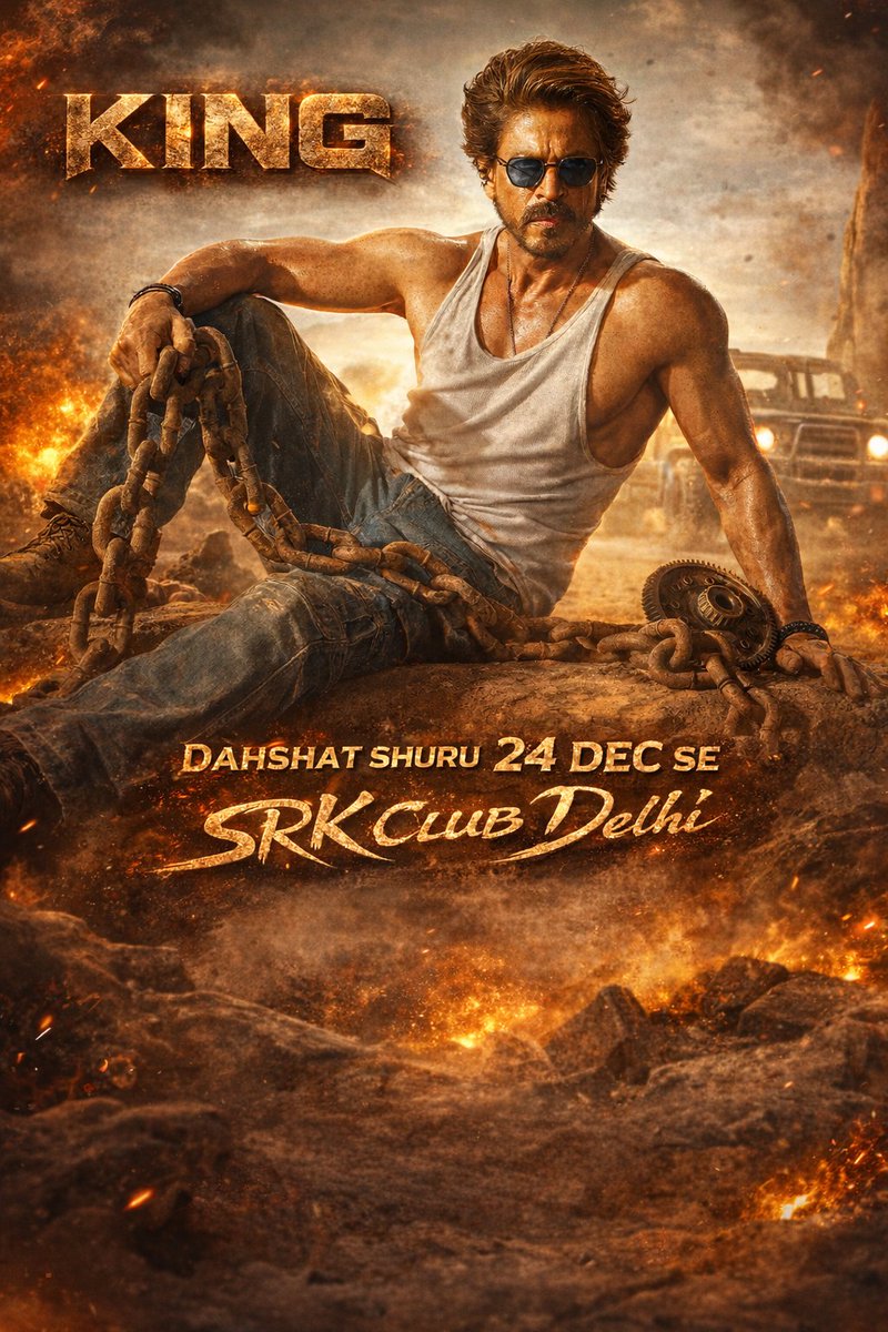 SRKClubDelhi's tweet photo. Darr Nahi, Dehshat hoon- #KING

Dehshat is Ready To ROAR On 24.12.2026 In Cinemas.👑

@iamsrk @RedChilliesEnt @justSidAnand @MarflixP

#ShahRukhKhan #ItsKingTime #KingDateAnnouncement #Kingtime  #SRKClubDelhi #SRK #KingKhan #ItsShowtime #ShahRukhKhan𓀠 https://t.co/aTfRbNipxC