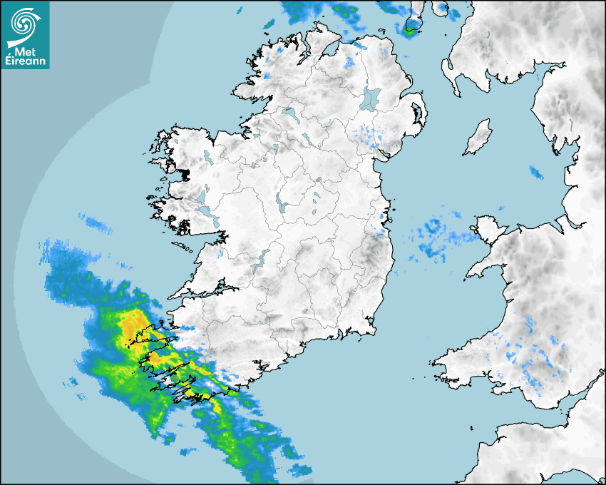 Morning
A dull start with rain &amp; drizzle pushing into the southwest. It will become more widespread through the morning &amp; afternoon. Scattered showers will follow once it starts clearing the southwest. Temps of 6-12°C in light winds