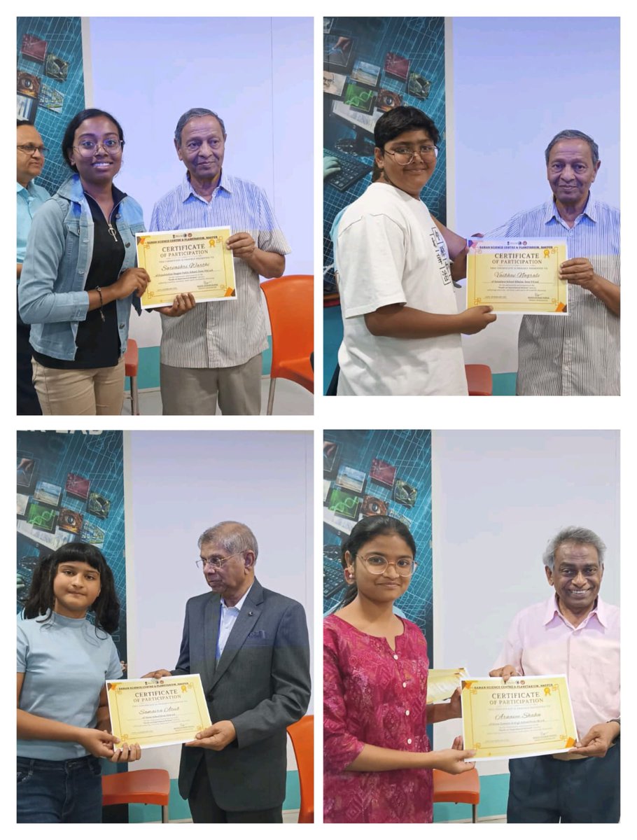 🏅✨ Certificate Distribution at <a href="/RamanCentre/">RAMAN SCIENCE CENTRE AND PLANETARIUM, NAGPUR</a>, a unit of <a href="/ncsmgoi/">National Council of Science Museums-NCSM</a> <a href="/MinOfCultureGoI/">Ministry of Culture</a> 
Young scientists were honoured for their dedication &amp; participation in the Hands-on Experimental Science Workshop — celebrating curiosity, learning &amp; achievement! 🌟🔬
 #YoungScientists #STEM