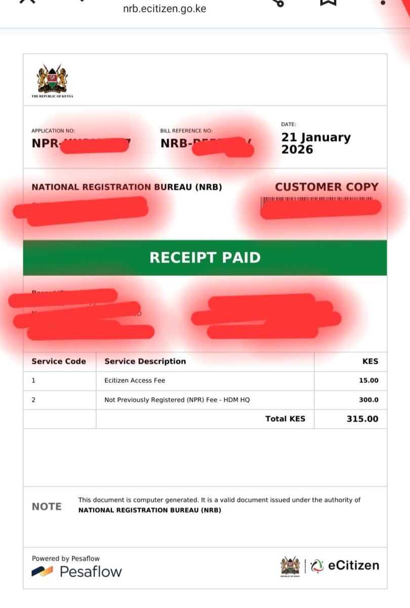 That's interesting-because online E-Citizen applicants are still being subjected to the Kshs. 300 first-time ID application fees.

And guess what-it is not offering any refunds.