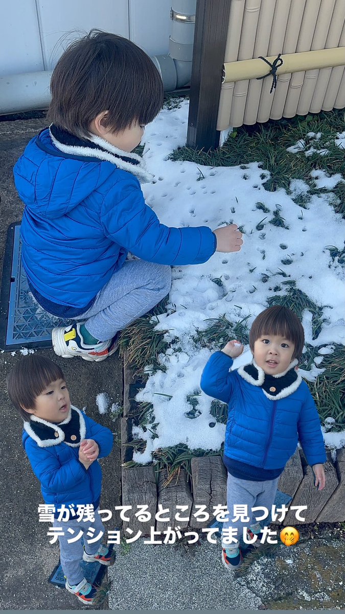 雪が残ってないか探し回る我が子！ 雪遊びがかなり楽しかったようです