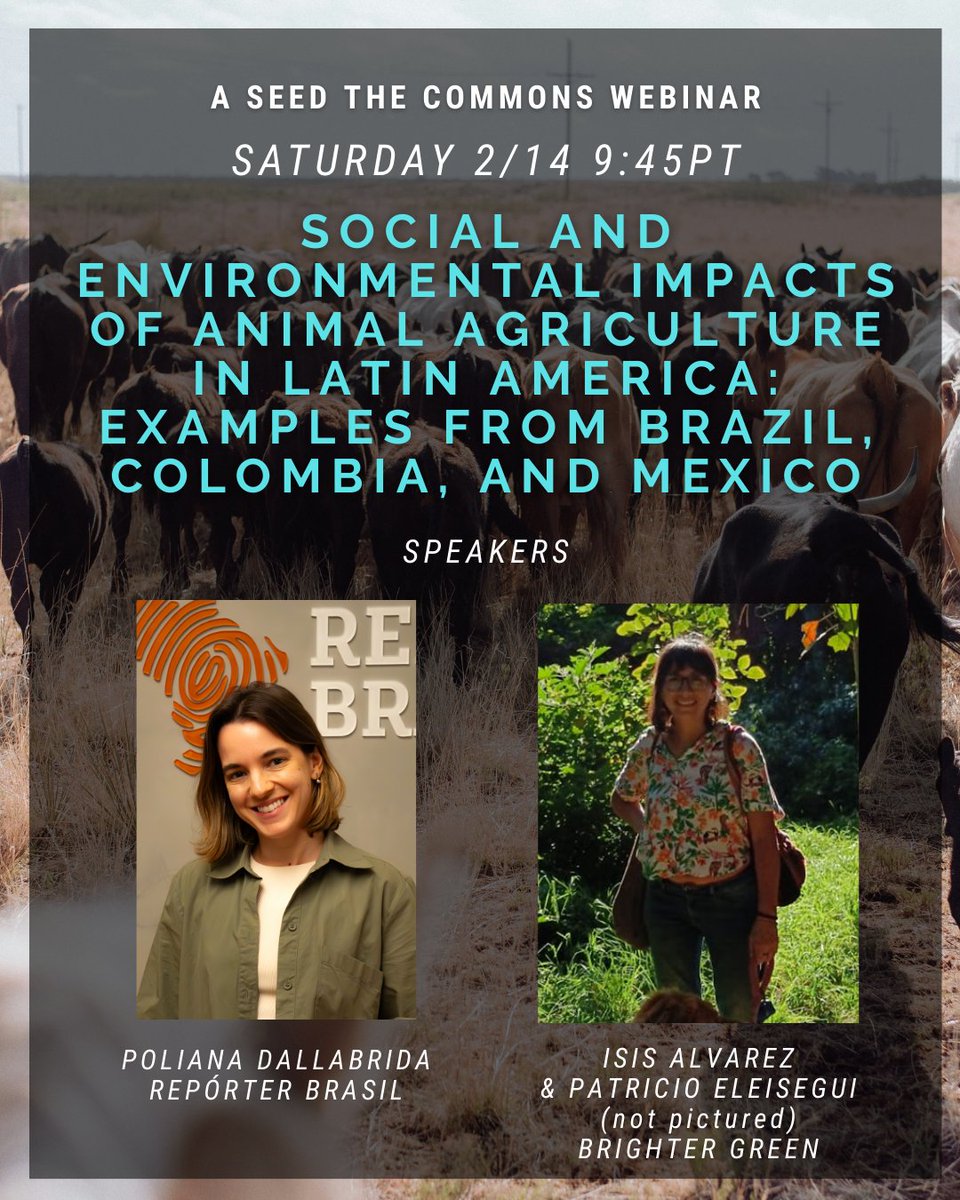 What’s the cost of animal ag? 📷

Across Latin America, expansion of the industry is pushing ecosystems and communities to the brink. Saturday, we're going beyond the headlines to bring you findings from the front lines of the climate crisis.

Register: us06web.zoom.us/webinar/regist…