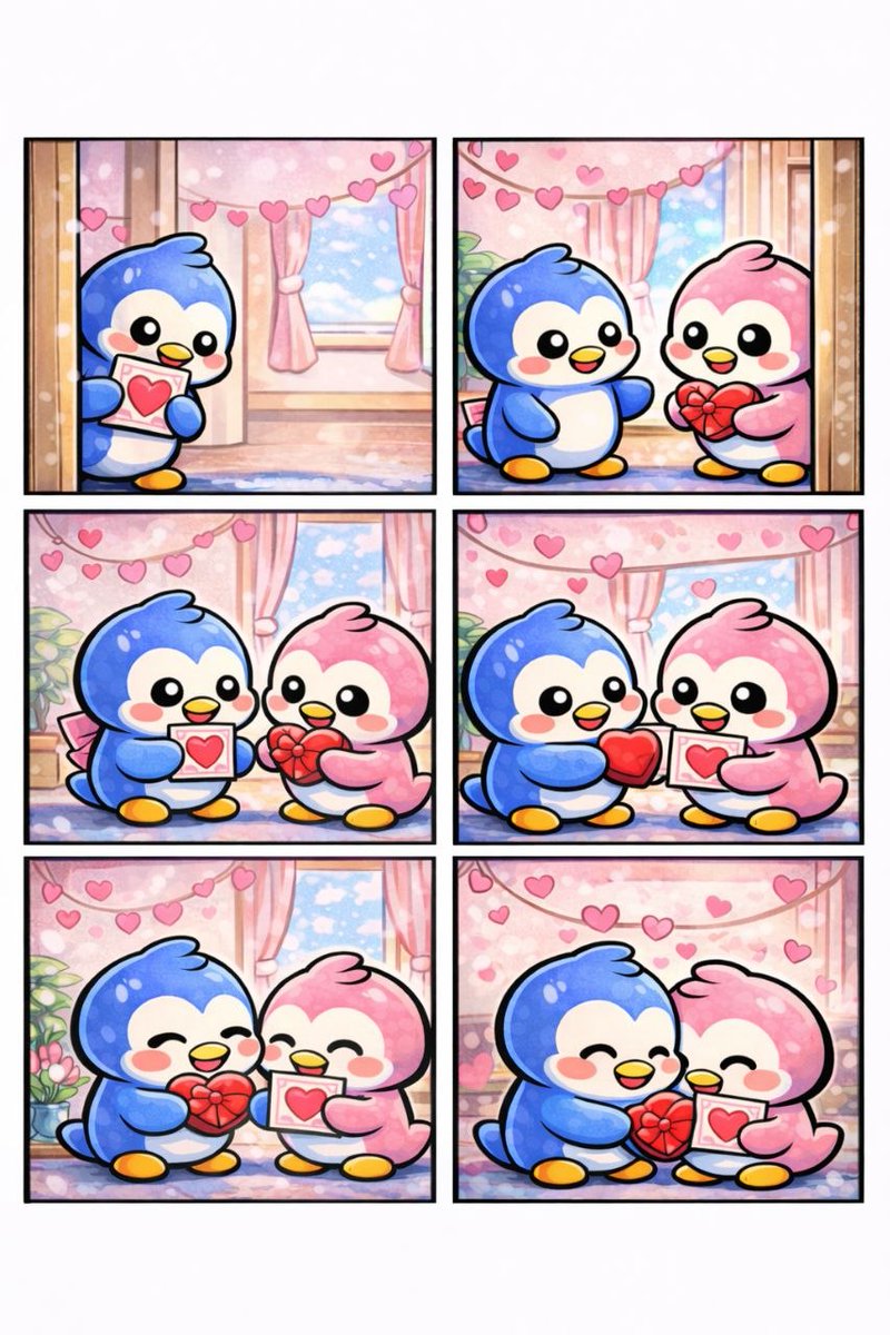 A special gift. 🩵🩷

$Polly $Pax $Pengu <a href="/pudgypenguins/">Pudgy Penguins</a> <a href="/LilPudgys/">Lil Pudgys</a> #ValentinesDay #relationships #CuteComic #PollyVibes