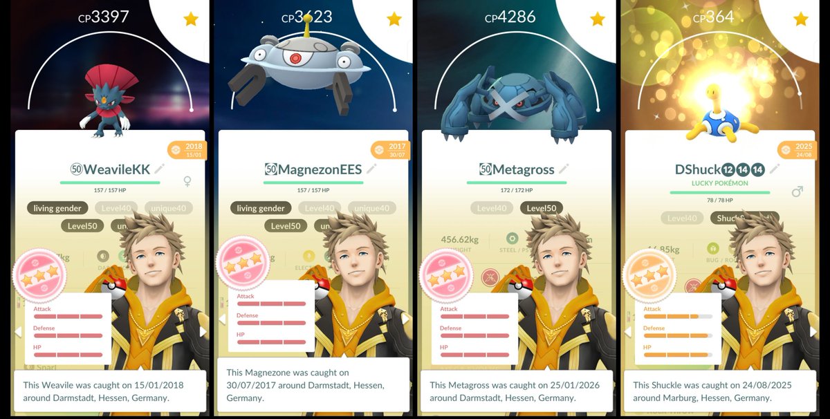 #maxoutmonday

Weavile L50 ✅ 
Magnezone L50 ✅ 
DMax Metagross L50 ✅ 
DMax Shuckle L40 

Total L50: 722
Unique L50: 577