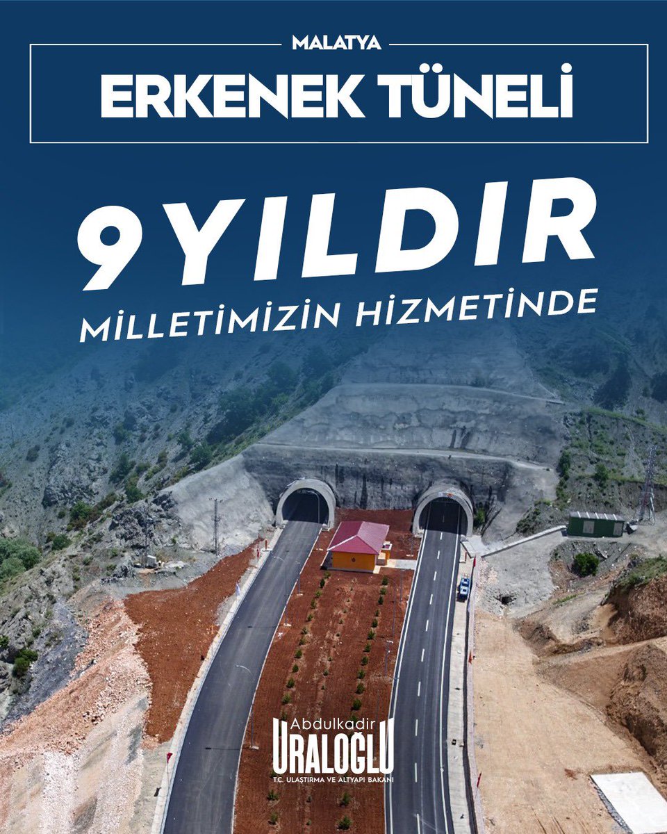 📍 Malatya

⭐️ Erkenek Tüneli

🗓️ 9️⃣ yıldır karanlığı aydınlatan bir yol,

⤵️ 15 dakika kısalan mesafe ve 
🤝 İnsana dokunan hizmet…

🛣️ Geçilen her yol, verilen bir sözdür.

Millet için, memleket için… 💫
#TürkiyeHızlanıyor 🇹🇷