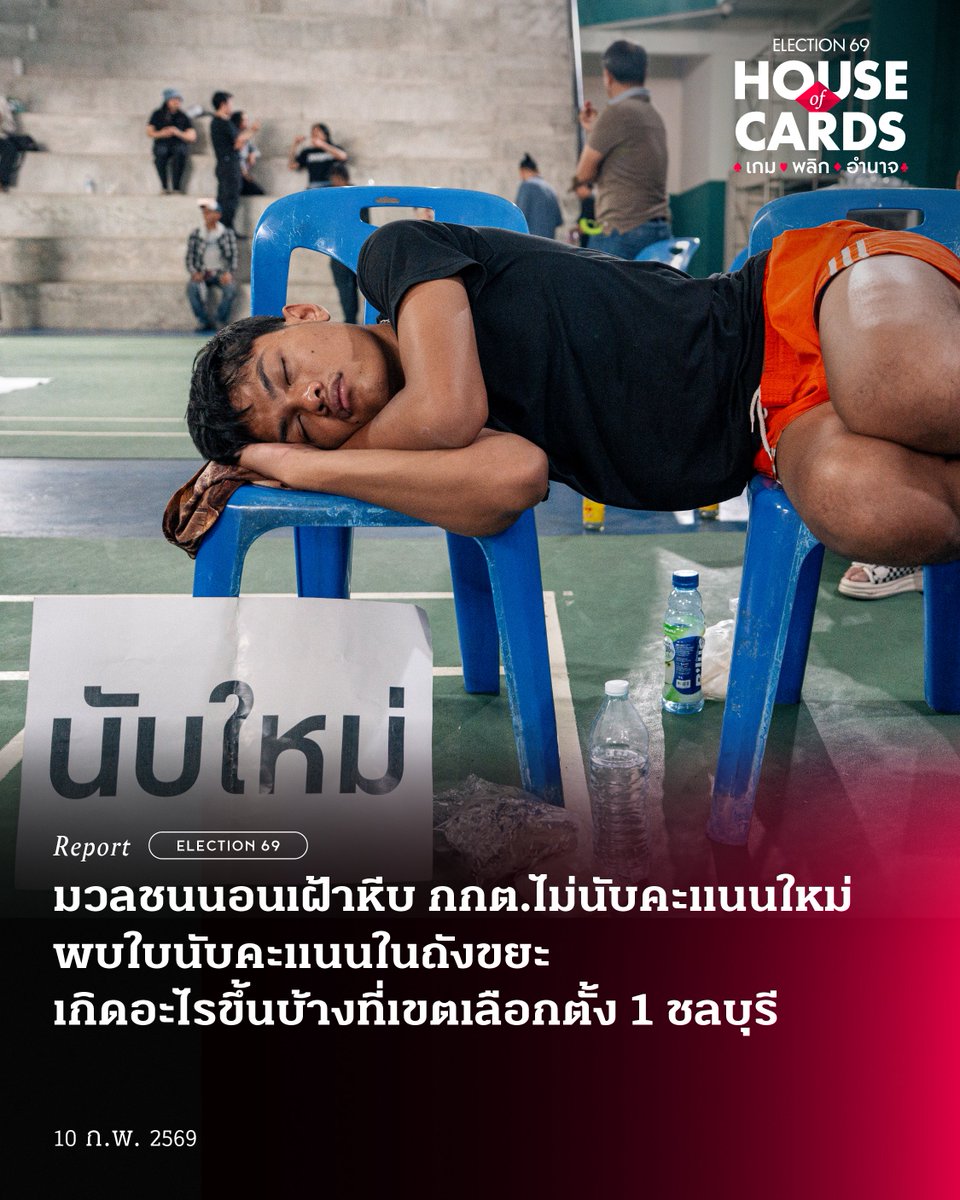 themomentumco's tweet photo. มวลชนนอนเฝ้าหีบ กกต.ไม่นับคะแนนใหม่ พบใบนับคะแนนในถังขยะ เกิดอะไรขึ้นบ้างที่เขตเลือกตั้ง 1 ชลบุรี

ผ่านมาเป็นเวลากว่า 1 วันแล้ว ประชาชนต้องรอคอยตั้งแต่ช่วงเย็น ล่วงเลยไปจนถึงช่วงค่ำ กระทั่งข้ามไปยังอีกวันเกิดเป็นภาพ ‘นอนเฝ้าหีบเลือกตั้ง’ ซึ่งไม่เคยพบเห็นในช่วงใดของประวัติศาสตร์การเมืองไทย แต่เกิดขึ้นแล้วที่เขต 1 ชลบุรี ซึ่งเป็นพื้นที่ชิงกันระหว่างบ้านใหญ่-บ้านใหม่ กับพรรคประชาชน

พื้นที่ดังกล่าวเป็นพื้นที่ชิงกันระหว่าง สุชาติ ชมกลิ่น อดีต สส.บ้านใหญ่ พรรคภูมิใจไทย และวรท ศิริรักษ์ ผู้สมัคร สส.พรรคประชาชน ซึ่งจากผลการเลือกตั้งที่ประกาศออกมาอย่างไม่เป็นทางการ ทั้งสองมีคะแนนห่างกัน 4,063 คะแนน โดยสุชาติได้คะแนนเสียงทั้งหมด 4.3 หมื่นคะแนน ขณะที่วรทได้คะแนนเสียง 3.9 หมื่นคะแนน

คืนวันแรก สุชาติกินส้ม ประกาศชัยชนะ พร้อมกับเตรียม ‘เช็กบิล’ คนที่ทำอะไรไว้ให้ระวังตัว แต่เมื่อคะแนนปรากฏออกมาชัดเจนขึ้น ก็ยิ่งพบข้อสงสัย

เพราะในเขตเลือกตั้งที่ 1 คะแนนแบบบัญชีรายชื่อของพรรคประชาชนนั้นพุ่งไปถึง 41,689 คะแนน ขณะที่คะแนนเลือกวรทนั้นอยู่ที่ 39,920 คะแนน ซึ่งหมายความว่า ต้องมีผู้ที่เลือกสุชาติบางส่วนมาลงคะแนนแบบบัญชีรายชื่อให้พรรคประชาชน

The Momentum พาย้อนกลับไปดูความผิดปกติที่เกิดขึ้น ณ ชลบุรี เขต 1 ตั้งแต่ช่วงเริ่มต้นจนเกิดความดุเดือด และขอให้ประชาชนช่วยกันตรวจสอบว่า สิ่งที่เกิดขึ้นในพื้นที่เลือกตั้งใกล้บ้านท่าน เจอแบบเดียวกันหรือไม่ เพราะหากปล่อยไว้แบบนี้คงไม่ใช่เรื่องดี

#TheMomentum #เลือกตั้ง69 #พรรคภูมิใจไทย #พรรคประชาชน #ชลบุรี #สุชาติชมกลิ่น #ชลบุรีเขต1 #นับใหม่ทั้งประเทศ