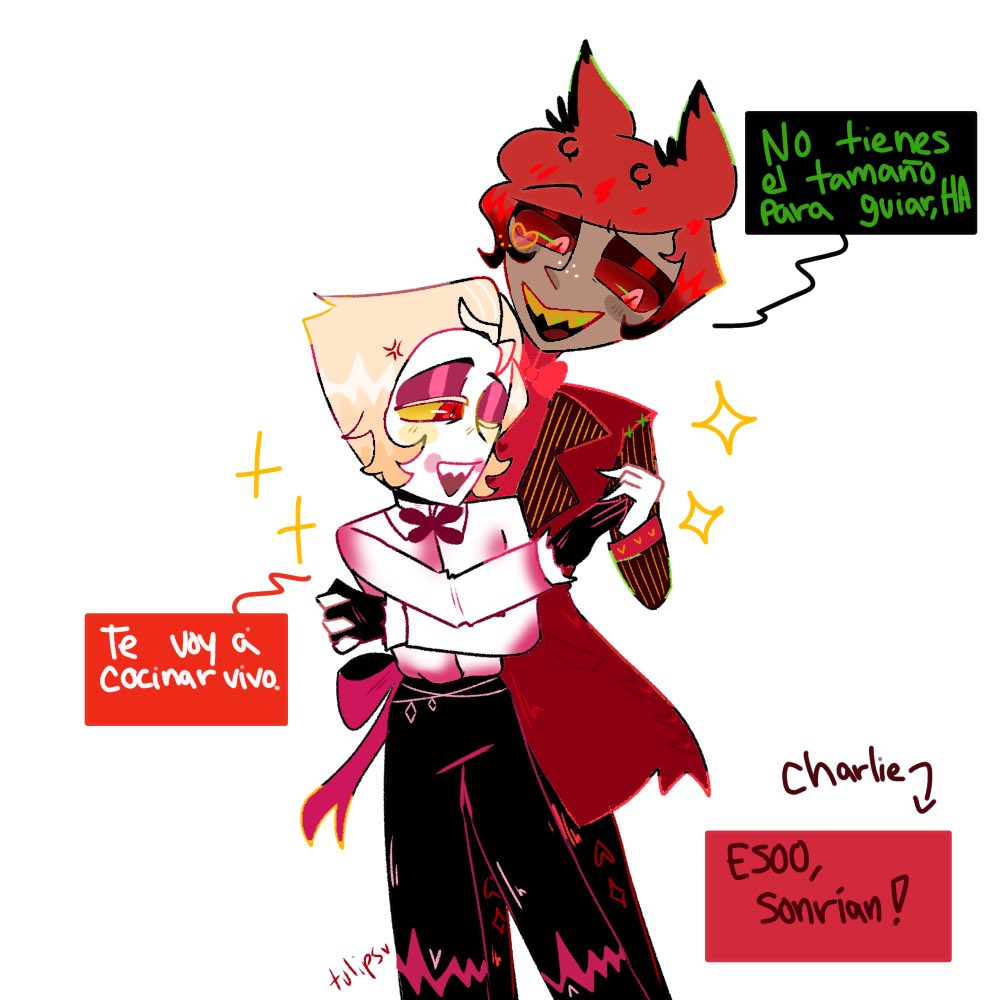 litulips_qq's tweet photo. 📻: You're not the right size to lead, HA.
🍎: I'm going to cook you alive.
🌈char: keep smiling! :D 

I’m a little late for day 2, but they’re dancing !
#Valentinesradioappleweek2026 #radioapple #appleradio #HazbinHotel https://t.co/832XC44tcp