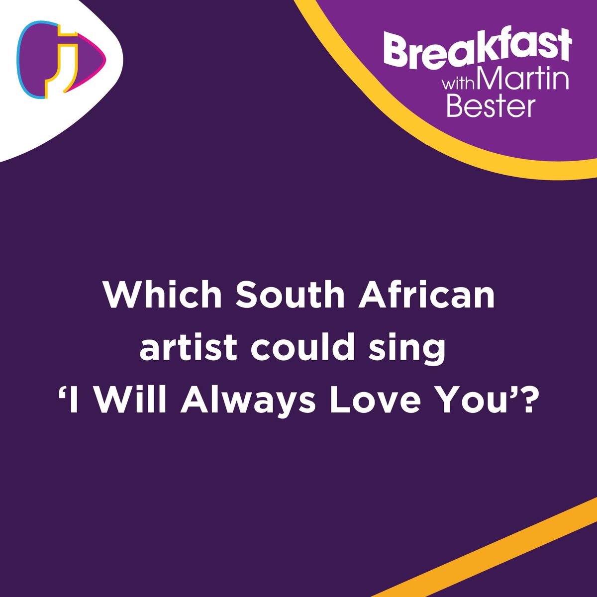 jacarandafm's tweet image. Tag the South African artist who could perform 'I Will Always Love You' this week on #FridayLive to celebrate Valentine's Day this #FeelGoodFebruary 💜

#BreakfastWithMartinBester