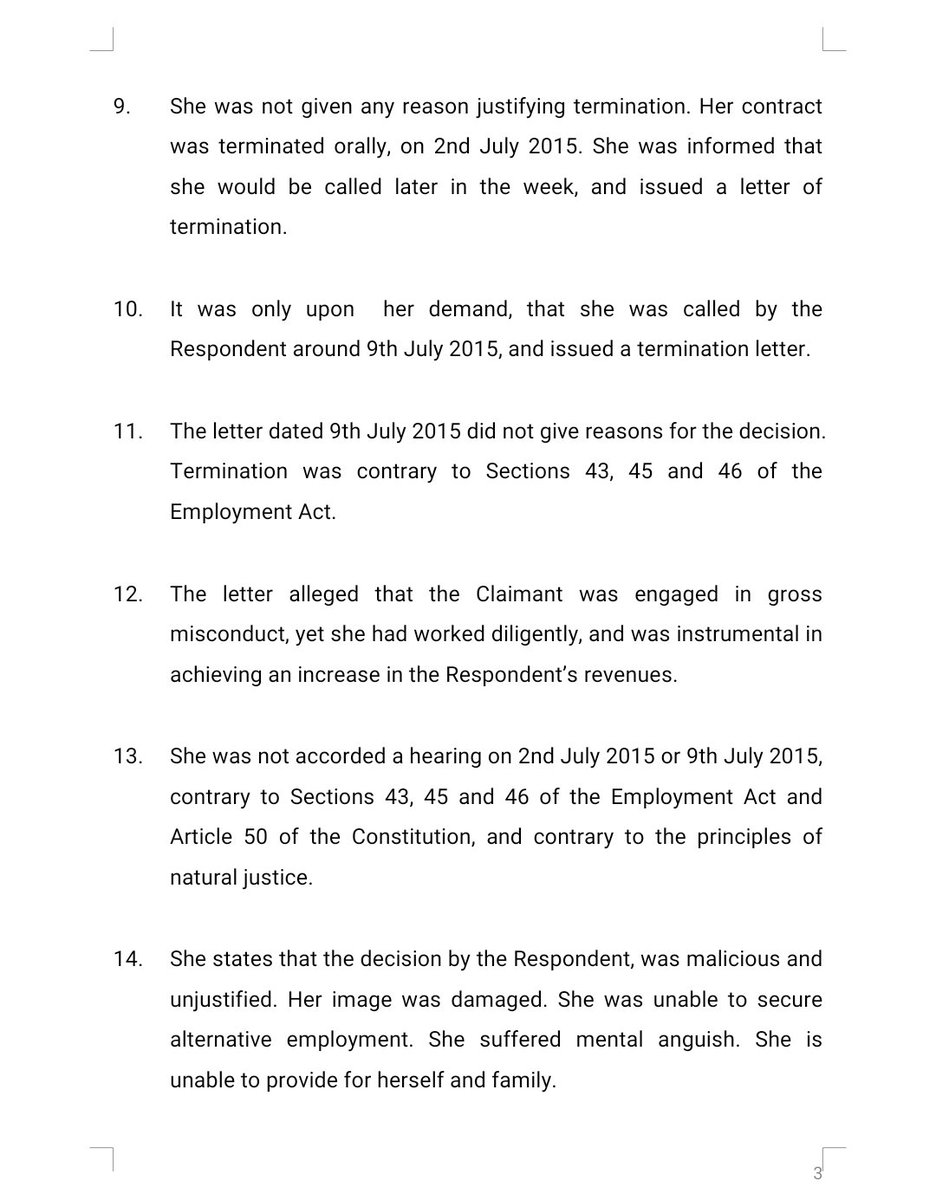 Thuranira_1's tweet photo. The ELRC has ruled that lying on your CV is a valid reason for termination, even if you’ve passed probation and are performing well! 
Anne Sarah Adhiambo claimed she was a Branch Operations Manager, but she was really an Operations Officer acting as manager for only 5 months. When the Bank found out, she was dismissed for gross misconduct and breach of trust, despite her “genuine mistake” claim.

The Court agreed with the Bank that trust matters more than performance. One exaggeration on your CV can cost you your job. Your resume is a legal document.