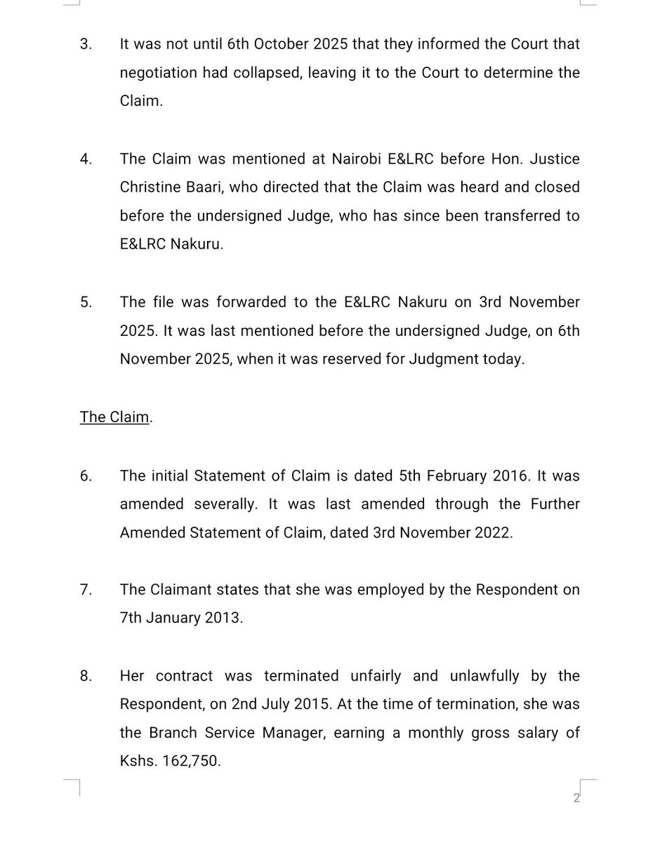 Thuranira_1's tweet photo. The ELRC has ruled that lying on your CV is a valid reason for termination, even if you’ve passed probation and are performing well! 
Anne Sarah Adhiambo claimed she was a Branch Operations Manager, but she was really an Operations Officer acting as manager for only 5 months. When the Bank found out, she was dismissed for gross misconduct and breach of trust, despite her “genuine mistake” claim.

The Court agreed with the Bank that trust matters more than performance. One exaggeration on your CV can cost you your job. Your resume is a legal document.