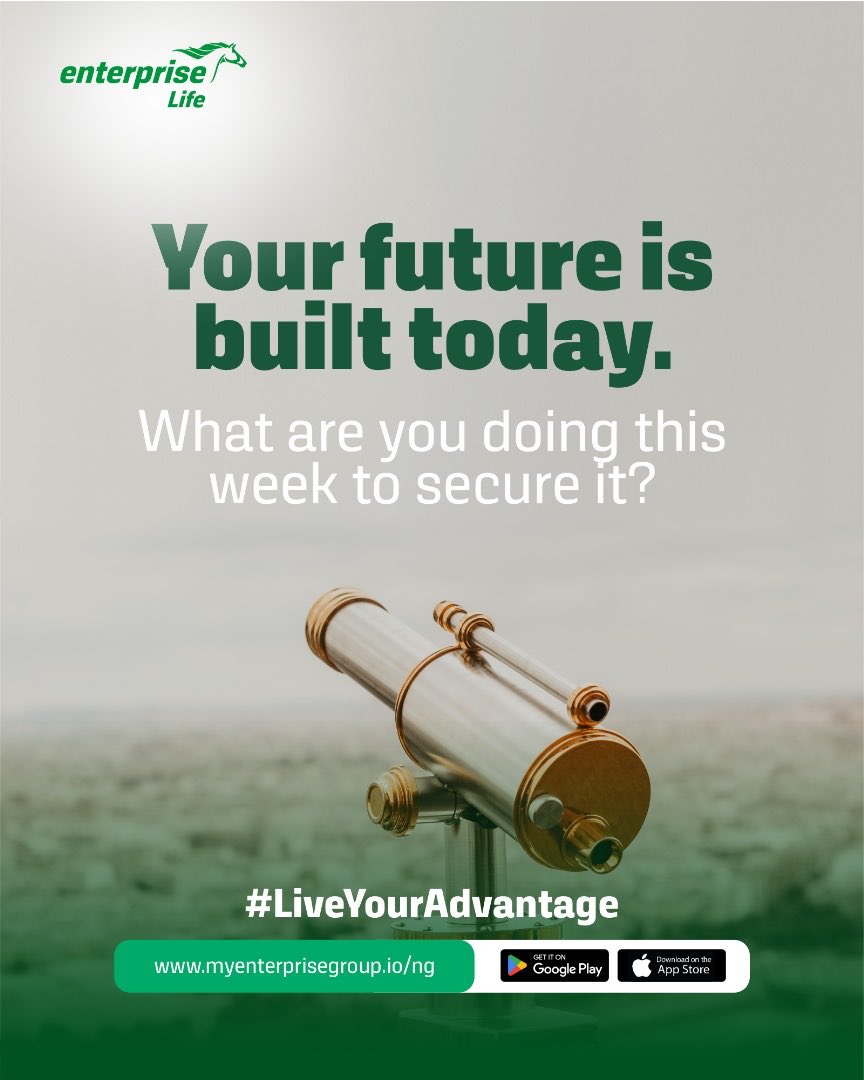 entlifenigeria's tweet photo. It’s a new week, and another opportunity to secure your future.
What are you doing differently this week?
#enterpriselife #livetheadvantage https://t.co/RX2WkCYdyW