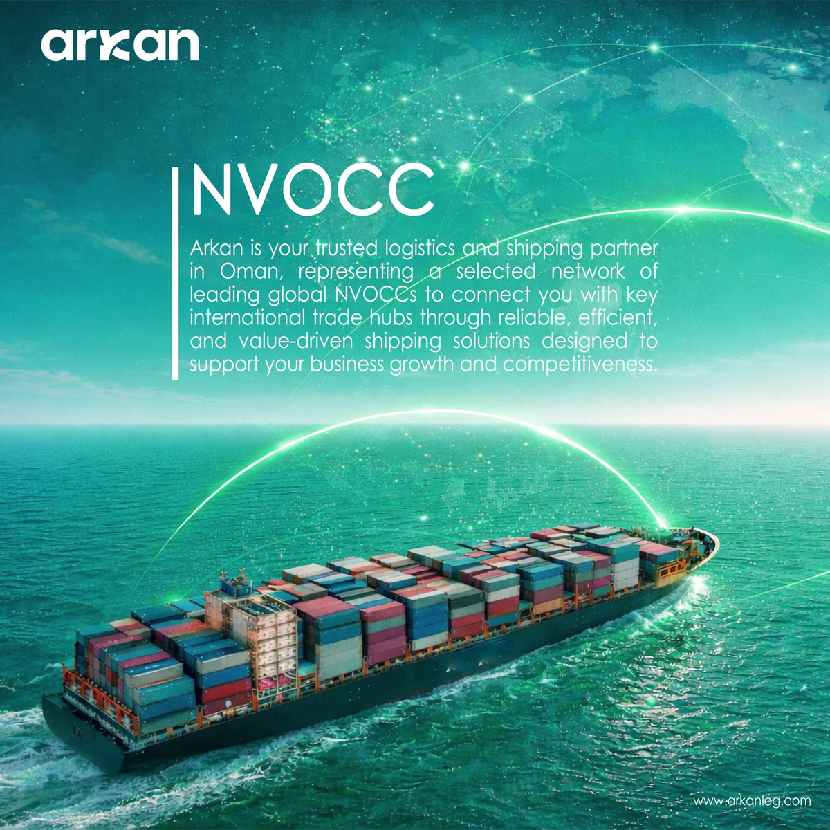 NVOCC🚢🌊
Arkan is your trusted logistics and shipping partner in Oman, representing a strong global NVOCC network that connects your business to key international trade hubs through reliable, efficient, and value-driven shipping solutions.

#nvocc #shipping #logisticscompany