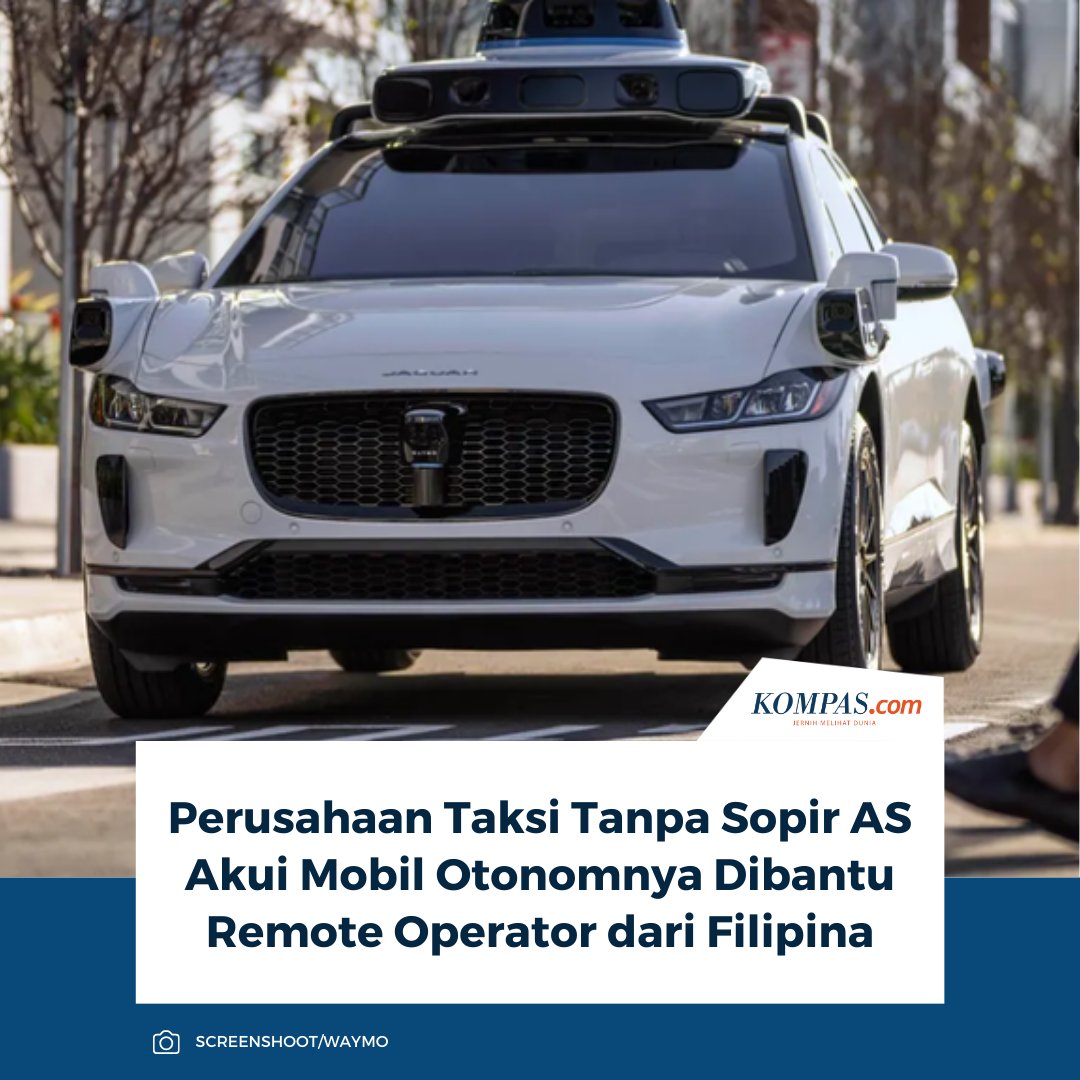 kompascom's tweet photo. Perusahaan taksi tanpa sopir asal Amerika Serikat, Waymo, mengakui bahwa sistem mobil otonomnya dalam kondisi tertentu masih dibantu oleh operator jarak jauh (remote operator) yang berbasis di Filipina.

👉🏻Baca selengkapnya https://t.co/Cc7bVJ0mUu

~AM #Taksi #Sopir #AmerikaSerikat #Filipina