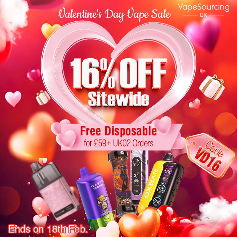 Valentine's Day 💗💥
vapesourcing.uk/new-arrivals.h…

16% OFF Sitewide ➡ Code: VD16
Free Disposable ❣ £59+ UK02 Orders
Ends on 18th Feb.

#vapesourcinguk #FreeShipping #newarrivals #BestDealsNow #ValentinesDay