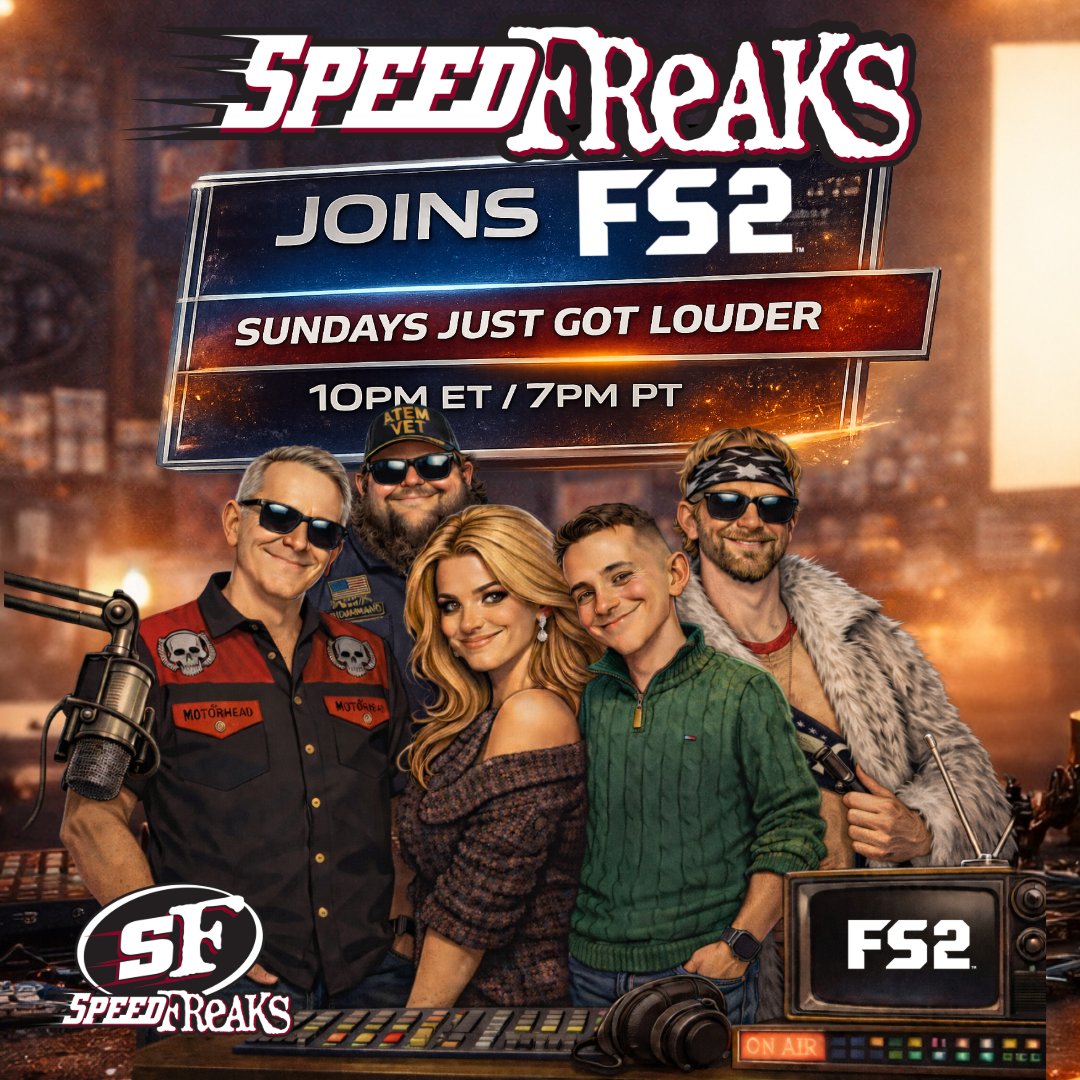 🚨DAYTONA ENDS. THE FREAKS BEGIN🚨

IT’S OFFICIAL: SpeedFreaks moves to Fox Sports’ FS2 Network this Sunday night after the Daytona 500, 10pm ET/7pm PT.

The longest-running motorsports show on the planet just got louder as SpeedFreaks’ shot-callers Kenny, Crash, Richie, Cole and