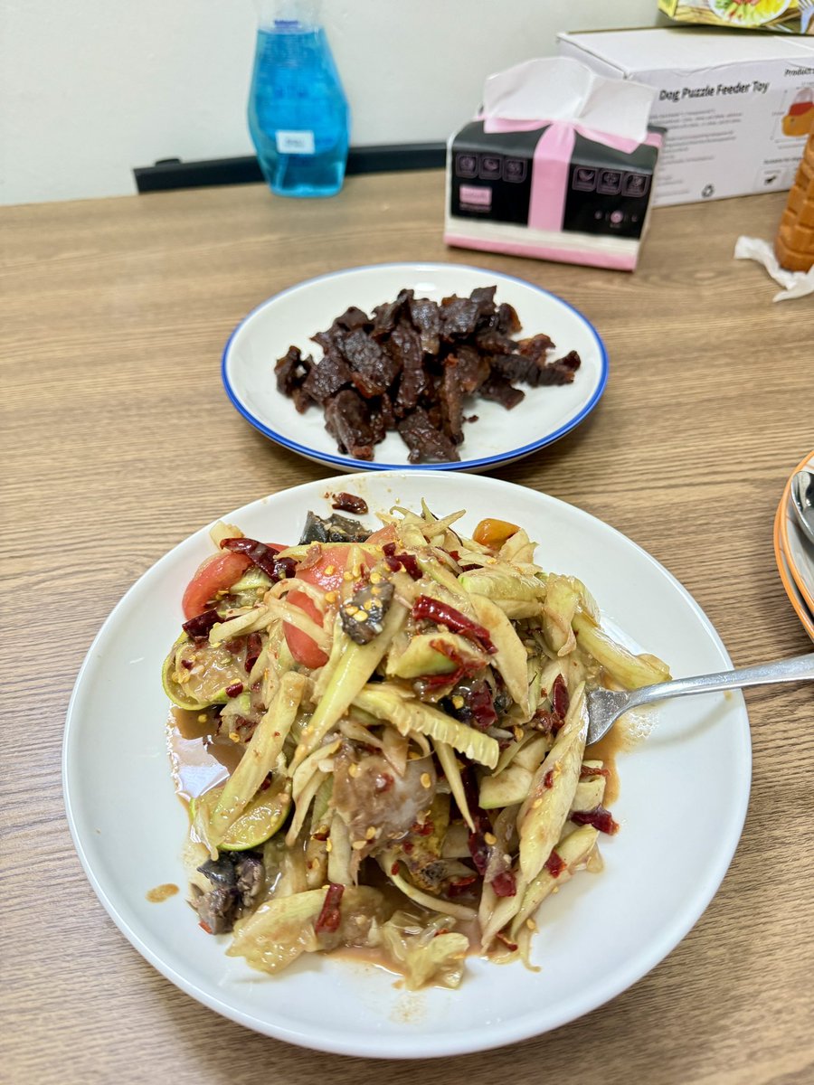 บ่ายนี้ตำแตงกับเนื้อทอด😋