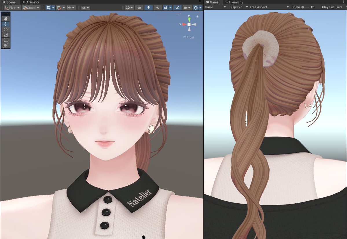 VREND_VRC's tweet photo. wip　清楚系ポニテ作ってます
#VRChat　#booth_pm https://t.co/z9PzLf4fbI