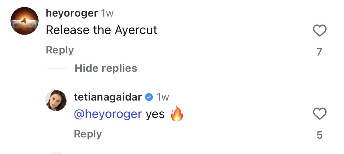 RomeoBhrde's tweet photo. Dreams come true #ReleaseTheAyerCut #ReleaseTheAyerCutOnNetflix https://t.co/uTQ8dQsdoN